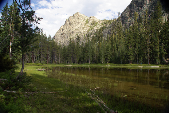 Boulder Peak and small lake in Seven Lakes Basin