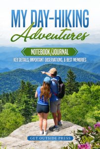 Day Hiking Notebook Journal Diary Logbook data: trails, length, elevation, trailhead, other hike data.