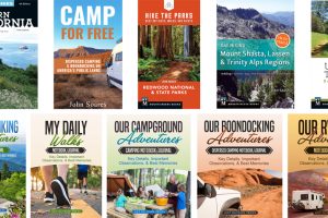 2021 Holiday gifts: California hiking guidebooks and journals and notebooks about hiking, walking, campground camping, and RV park stays.
